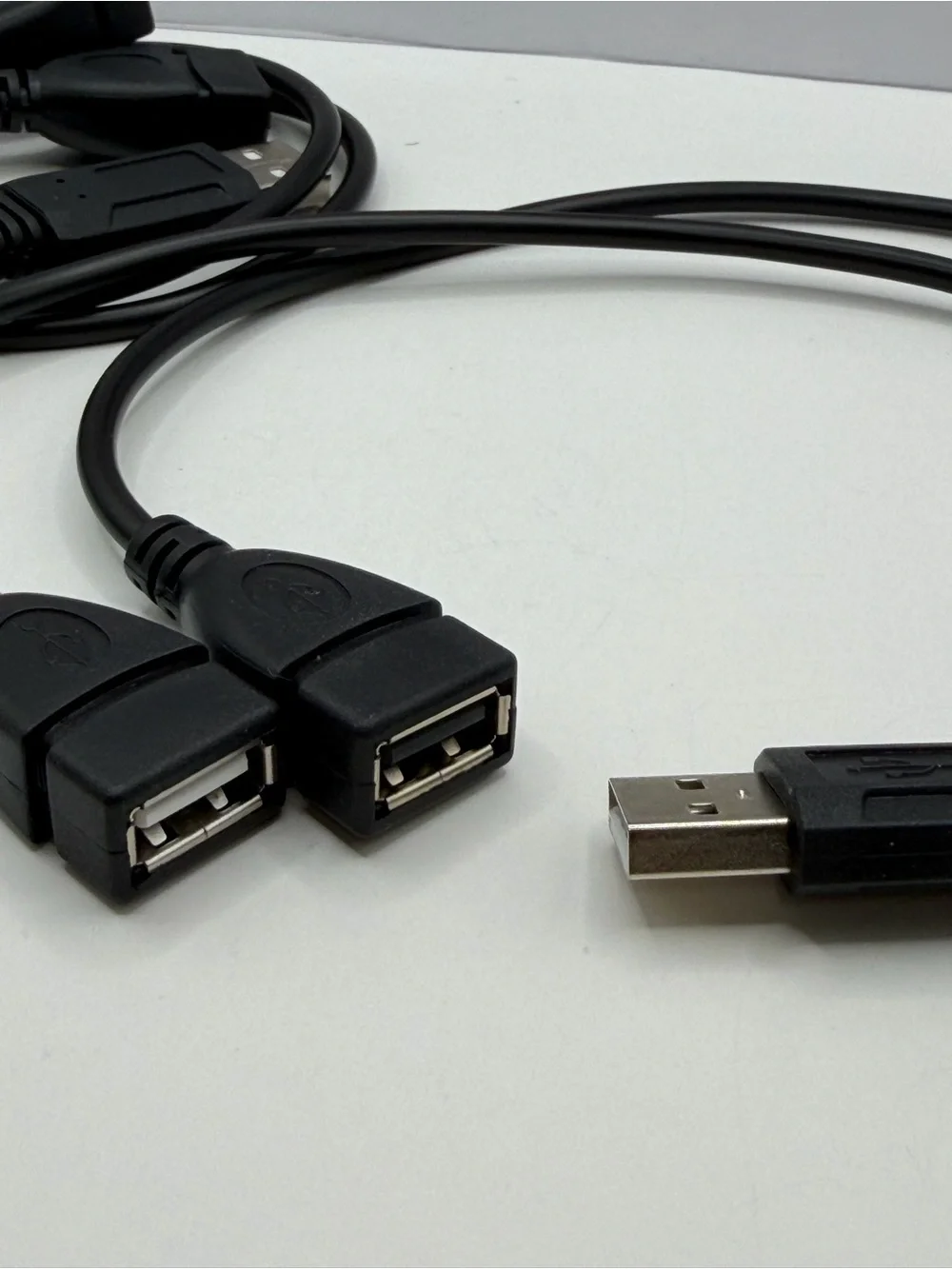 USB A Male to Dual USB A Female Y Splitter Cable - Black